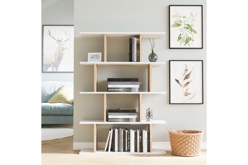 Bokhylla Nachusa Bokhylla 90x25 cm Trä/Natur, Vit - Förvaring - Hyllor - Bokhylla