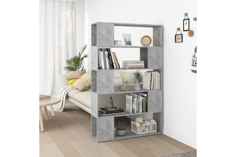 Bokhylla Rumsavdelare betonggrå 100x24x155 cm spånskiva - Grå - Förvaring - Hyllor - Bokhylla