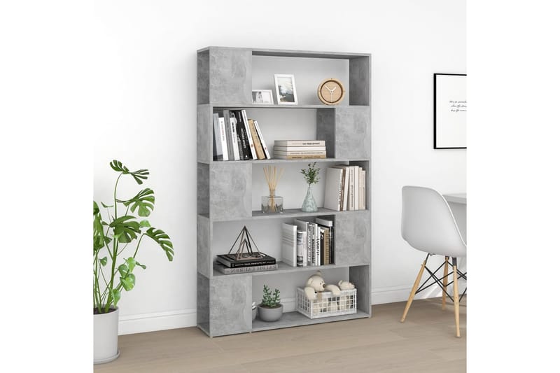 Bokhylla Rumsavdelare betonggrå 100x24x155 cm spånskiva - Grå - Förvaring - Hyllor - Bokhylla
