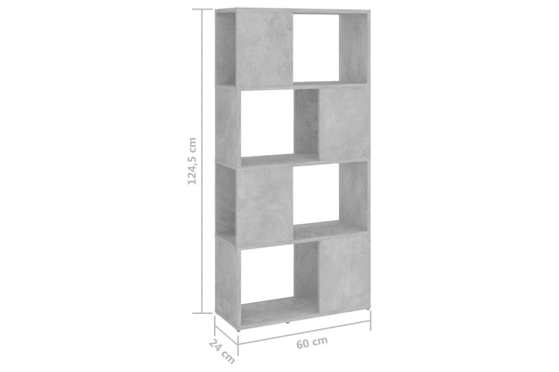 Bokhylla Rumsavdelare betonggrå 60x24x124,5 cm - Betonggrå - Förvaring - Hyllor - Bokhylla