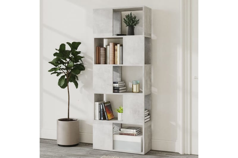 Bokhylla Rumsavdelare betonggrå 60x24x155 cm - Betonggrå - Förvaring - Hyllor - Bokhylla