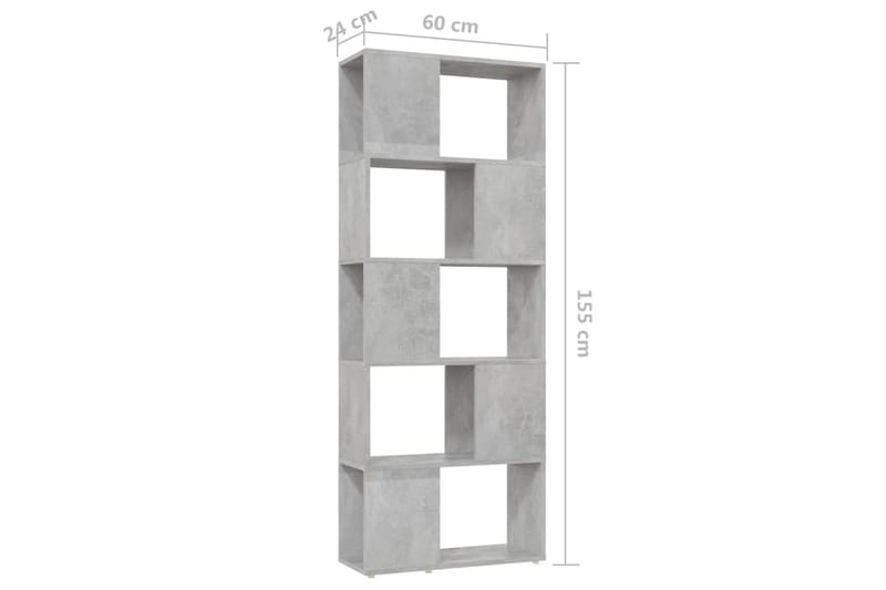 Bokhylla Rumsavdelare betonggrå 60x24x155 cm - Betonggrå - Förvaring - Hyllor - Bokhylla