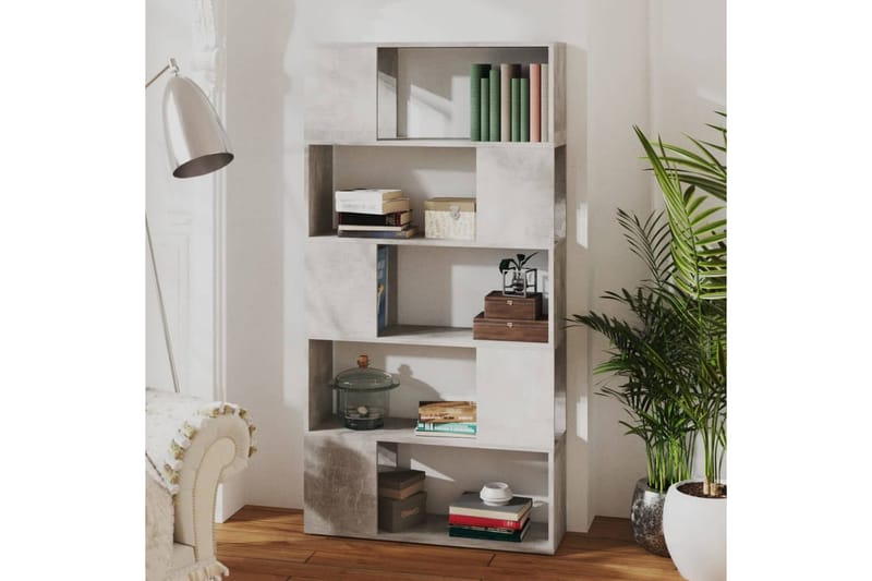 Bokhylla rumsavdelare betonggrå 80x24x155 cm spånskiva - Betonggrå - Förvaring - Hyllor - Bokhylla