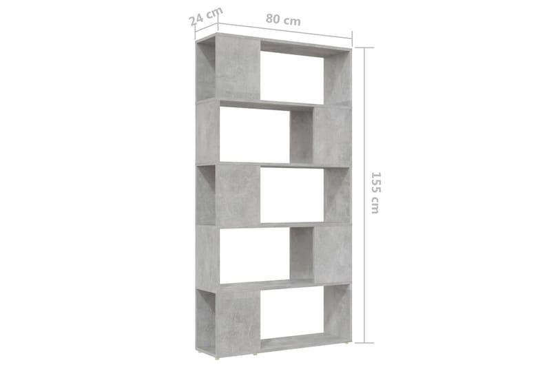Bokhylla rumsavdelare betonggrå 80x24x155 cm spånskiva - Betonggrå - Förvaring - Hyllor - Bokhylla
