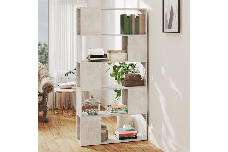 Bokhylla rumsavdelare betonggrå 80x24x155 cm spånskiva - Betonggrå - Förvaring - Hyllor - Bokhylla