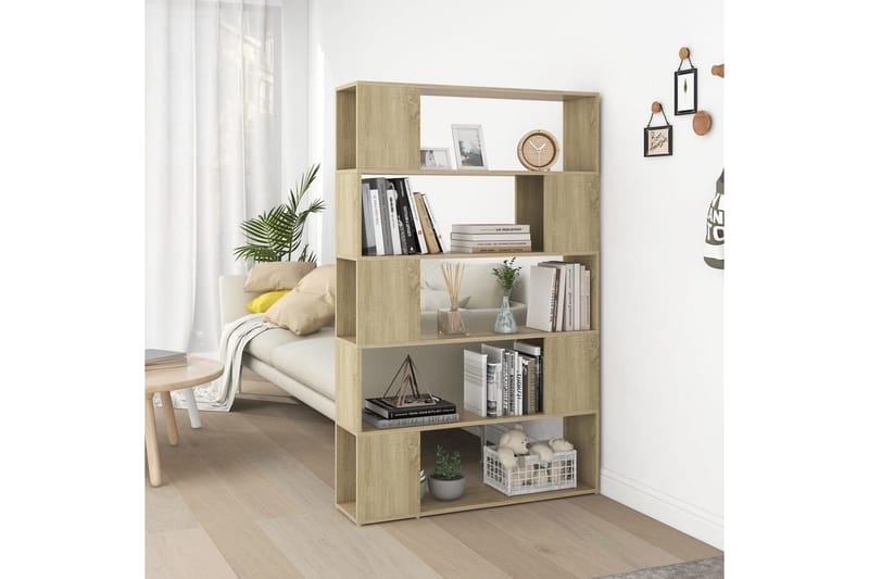 Bokhylla Rumsavdelare sonoma-ek 100x24x155 cm spånskiva - Brun - Förvaring - Hyllor - Bokhylla