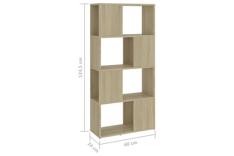Bokhylla Rumsavdelare sonoma-ek 60x24x124,5 cm spånskiva - Brun - Förvaring - Hyllor - Bokhylla