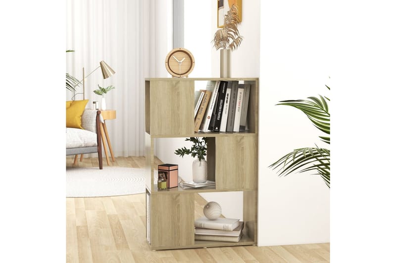 Bokhylla Rumsavdelare sonoma-ek 60x24x94 cm spånskiva - Brun - Förvaring - Hyllor - Bokhylla