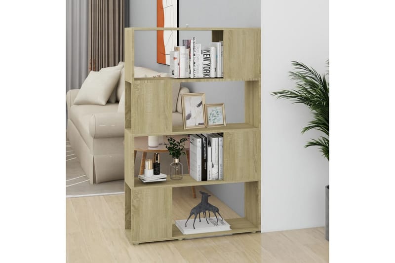 Bokhylla Rumsavdelare sonoma-ek 80x24x124,5 cm spånskiva - Brun - Förvaring - Hyllor - Bokhylla
