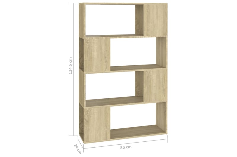 Bokhylla Rumsavdelare sonoma-ek 80x24x124,5 cm spånskiva - Brun - Förvaring - Hyllor - Bokhylla