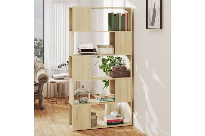 Bokhylla rumsavdelare sonoma-ek 80x24x155 cm spånskiva - Brun - Förvaring - Hyllor - Bokhylla