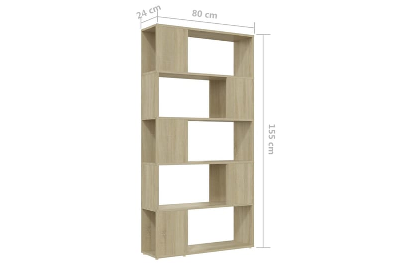 Bokhylla rumsavdelare sonoma-ek 80x24x155 cm spånskiva - Brun - Förvaring - Hyllor - Bokhylla