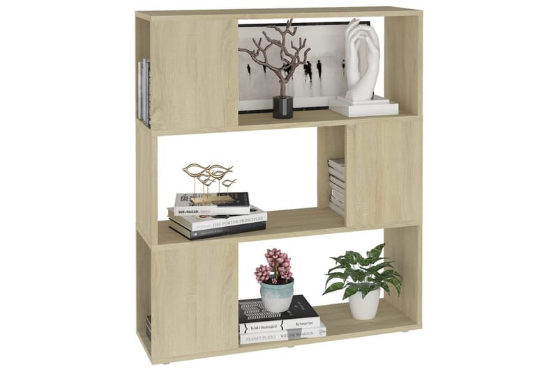 Bokhylla Rumsavdelare sonoma-ek 80x24x94 cm spånskiva - Brun - Förvaring - Hyllor - Bokhylla
