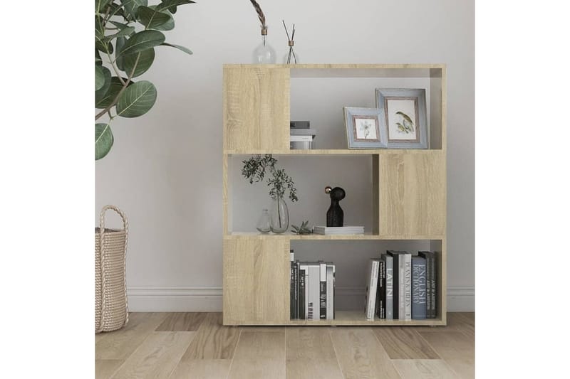 Bokhylla Rumsavdelare sonoma-ek 80x24x94 cm spånskiva - Brun - Förvaring - Hyllor - Bokhylla