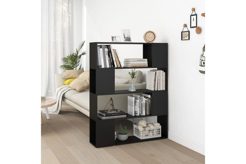 Bokhylla Rumsavdelare svart 100x24x124 cm - Svart - Förvaring - Hyllor - Bokhylla