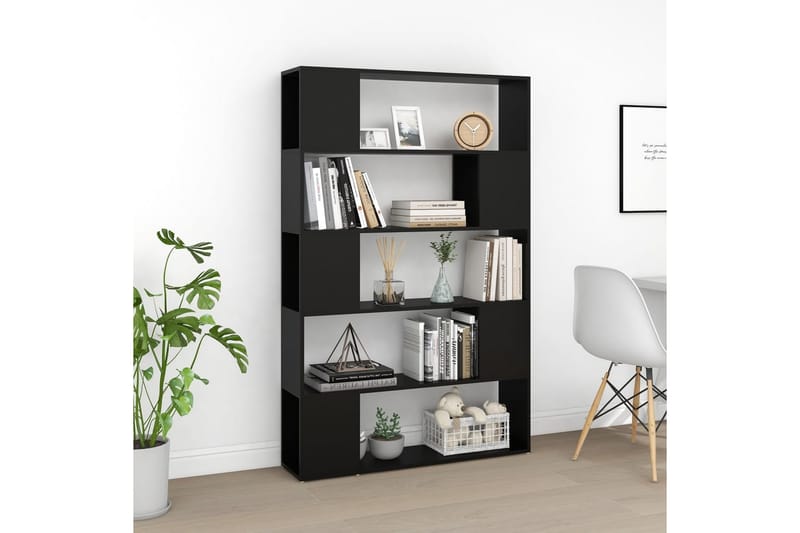 Bokhylla Rumsavdelare svart 100x24x155 cm spånskiva - Svart - Förvaring - Hyllor - Bokhylla