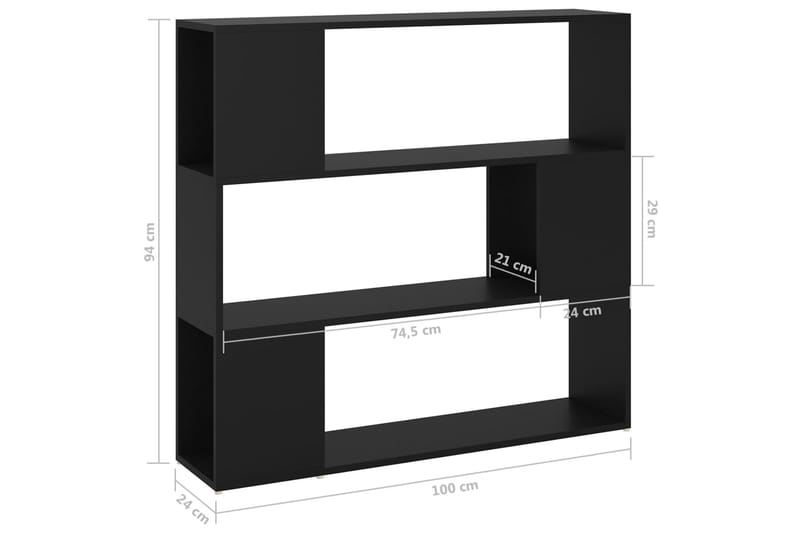Bokhylla Rumsavdelare svart 100x24x94 cm - Svart - Förvaring - Hyllor - Bokhylla