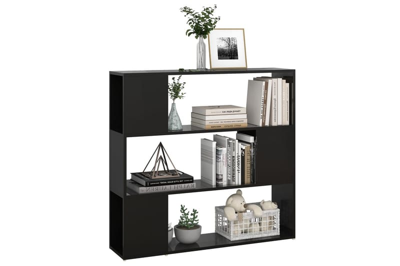 Bokhylla Rumsavdelare svart högglans 100x24x94 cm - Svart - Förvaring - Hyllor - Bokhylla