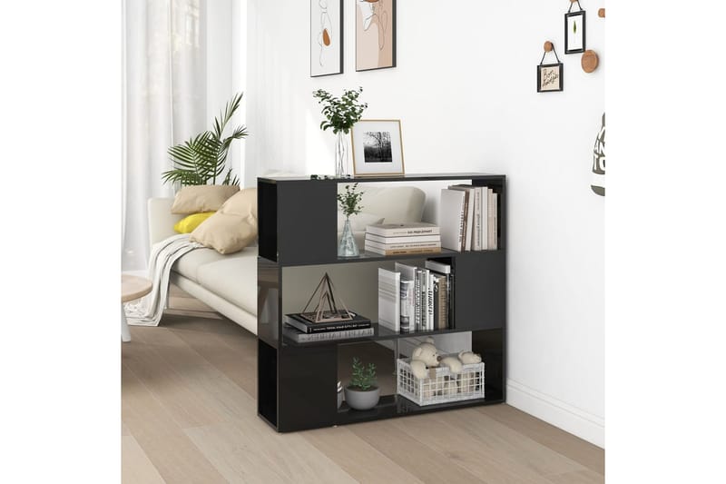 Bokhylla Rumsavdelare svart högglans 100x24x94 cm - Svart - Förvaring - Hyllor - Bokhylla