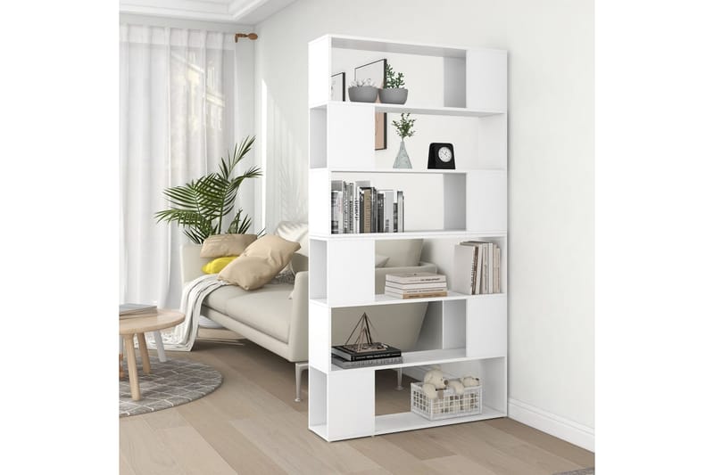 Bokhylla Rumsavdelare vit 100x24x188 cm - Vit - Förvaring - Hyllor - Bokhylla