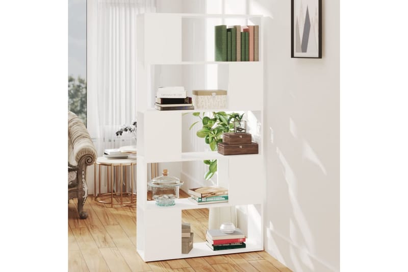 Bokhylla rumsavdelare vit 80x24x155 cm spånskiva - Vit - Förvaring - Hyllor - Bokhylla