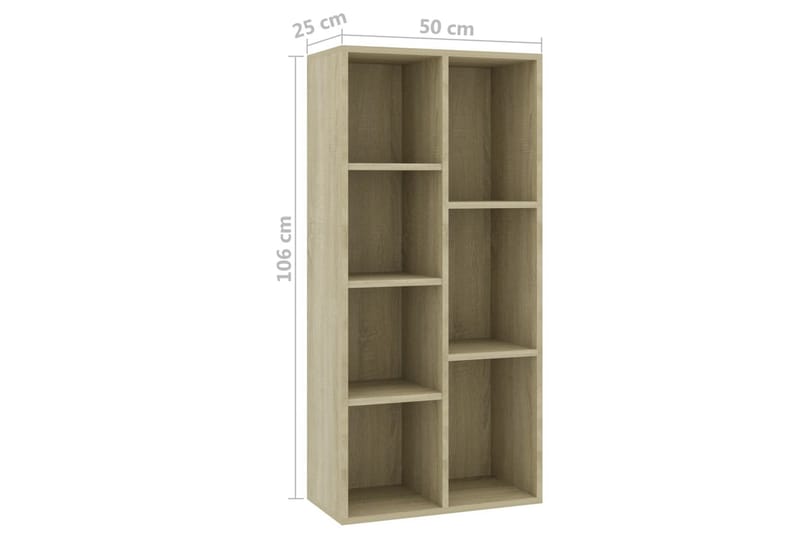 Bokhylla sonoma-ek 50x25x106 cm spånskiva - Brun - Förvaring - Hyllor - Bokhylla
