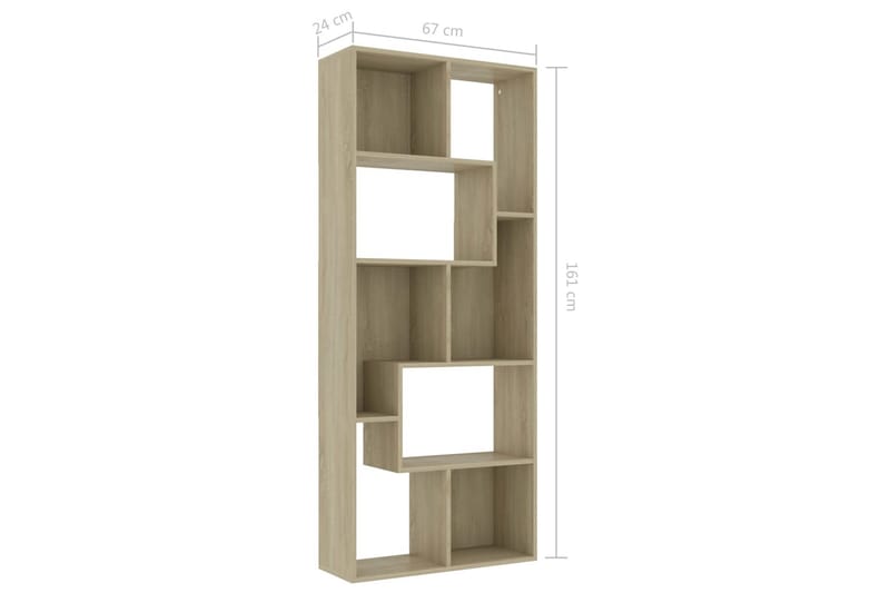 Bokhylla sonoma-ek 67x24x161 cm spånskiva - Brun - Förvaring - Hyllor - Bokhylla