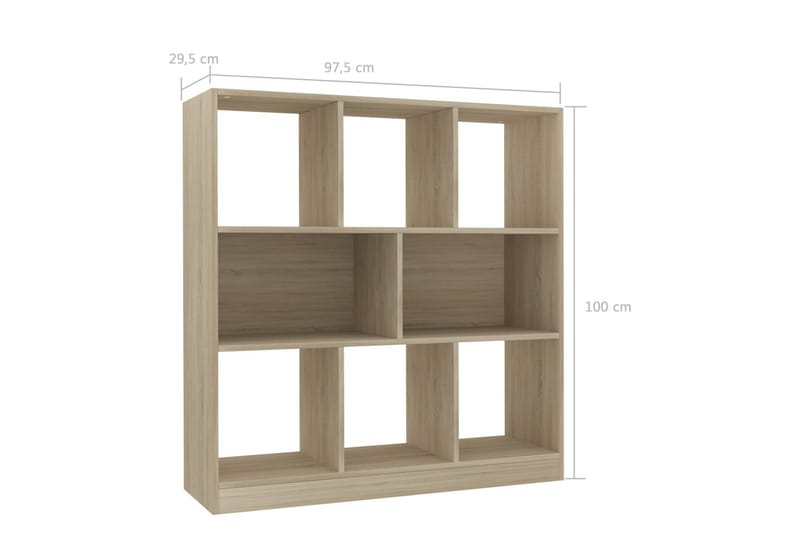 Bokhylla sonoma-ek 97,5x29,5x100 cm spånskiva - Brun - Förvaring - Hyllor - Bokhylla