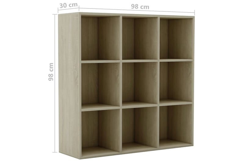 Bokhylla sonoma-ek 98x30x98 cm spånskiva - Brun - Förvaring - Hyllor - Bokhylla