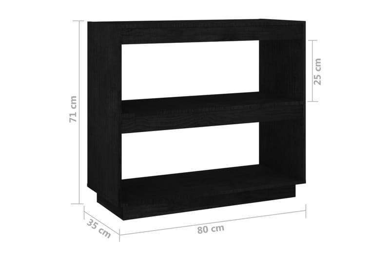 Bokhylla svart 80x35x71 cm massiv furu - Svart - Bokhylla