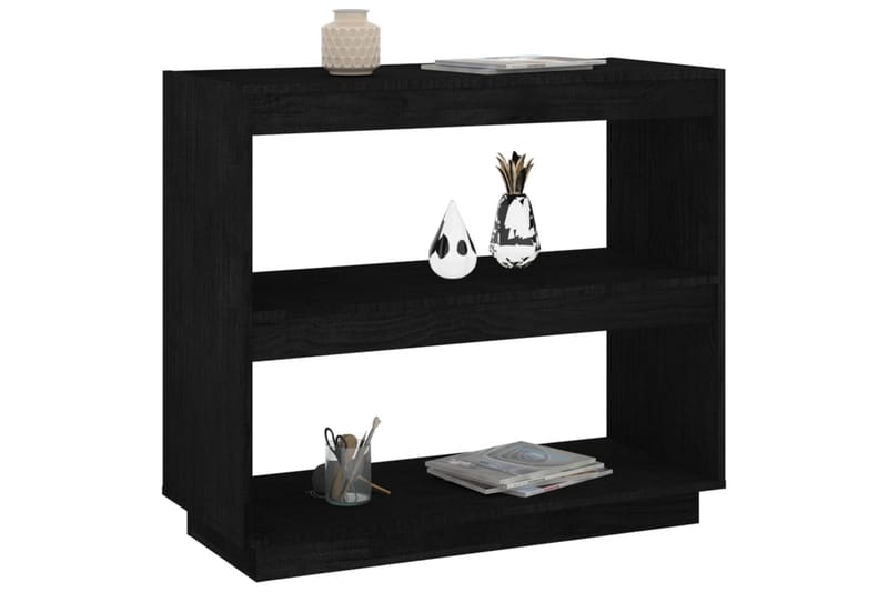 Bokhylla svart 80x35x71 cm massiv furu - Svart - Förvaring - Hyllor - Bokhylla