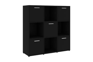 Bokhylla svart 90x30x90 cm spånskiva