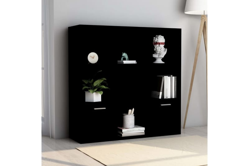 Bokhylla svart 98x30x98 cm spånskiva - Svart - Förvaring - Hyllor - Bokhylla
