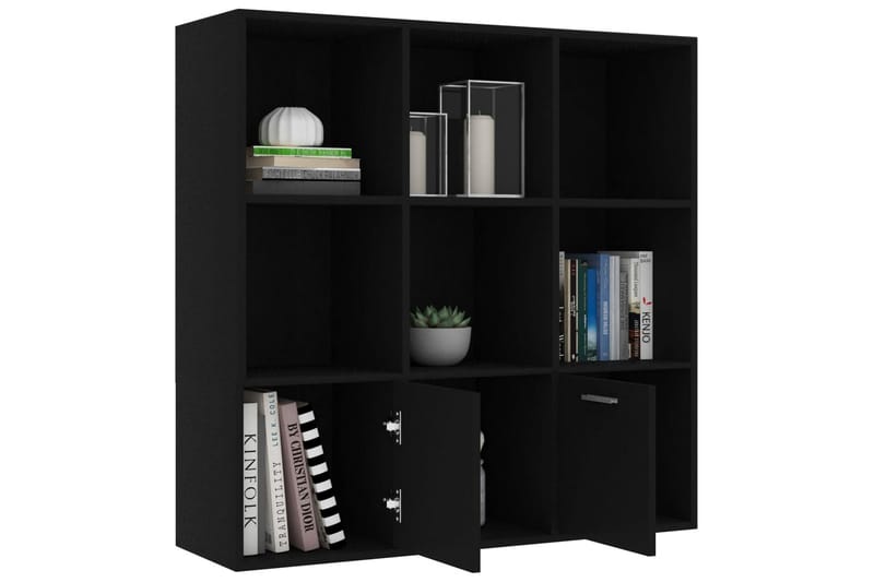 Bokhylla svart 98x30x98 cm spånskiva - Svart - Förvaring - Hyllor - Bokhylla