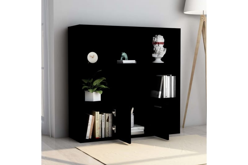 Bokhylla svart 98x30x98 cm spånskiva - Svart - Förvaring - Hyllor - Bokhylla