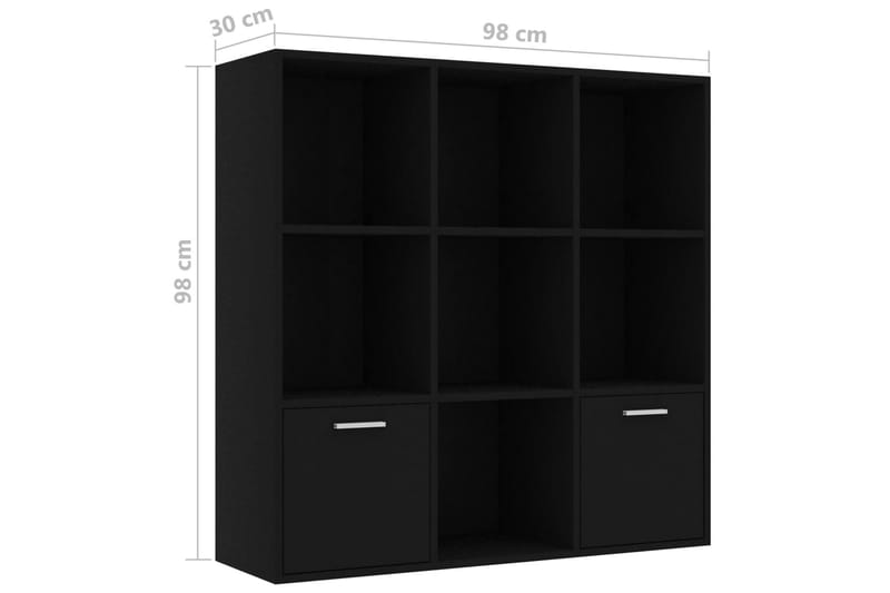 Bokhylla svart 98x30x98 cm spånskiva - Svart - Förvaring - Hyllor - Bokhylla