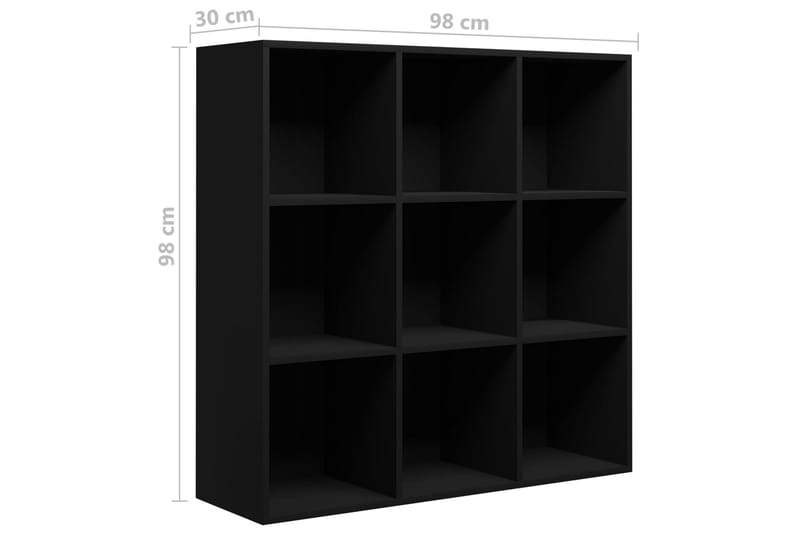 Bokhylla svart 98x30x98 cm spånskiva - Svart - Förvaring - Hyllor - Bokhylla