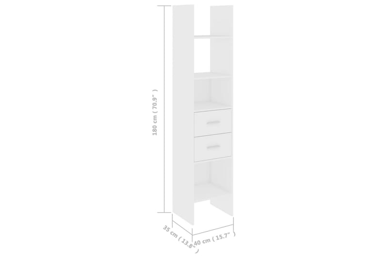 Bokhylla vit 40x35x180 cm spånskiva - Vit - Förvaring - Hyllor - Bokhylla