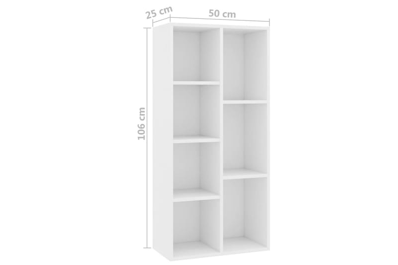 Bokhylla vit 50x25x106 cm spånskiva - Vit - Förvaring - Hyllor - Bokhylla