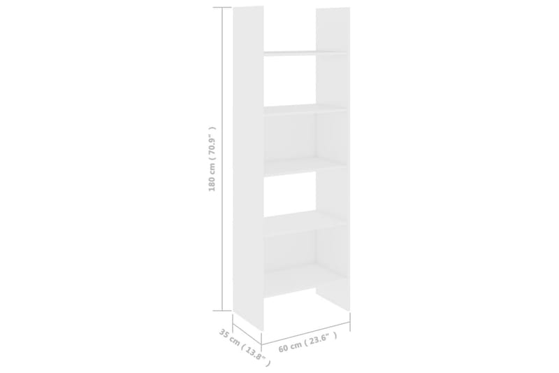 Bokhylla vit 60x35x180 cm spånskiva - Vit - Förvaring - Hyllor - Bokhylla