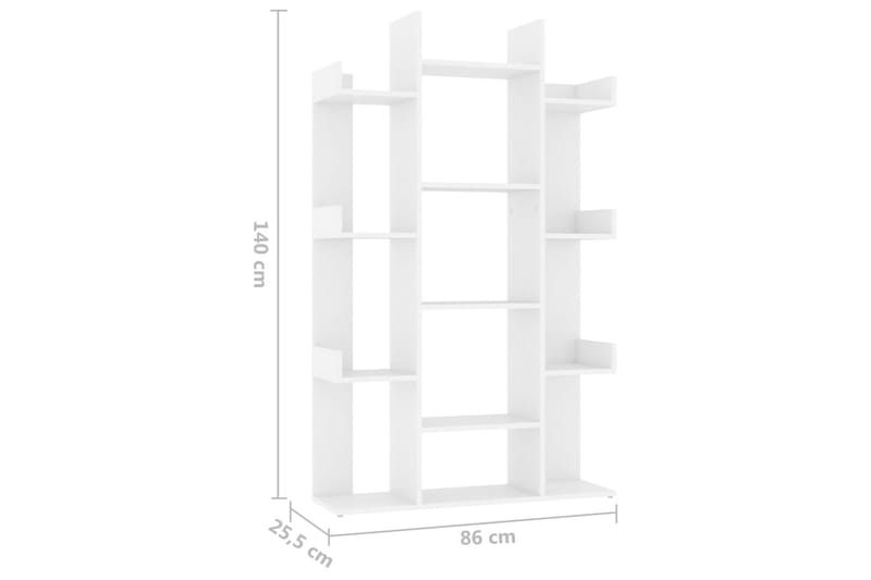 Bokhylla vit 86x25,5x140 cm spånskiva - Vit - Bokhylla