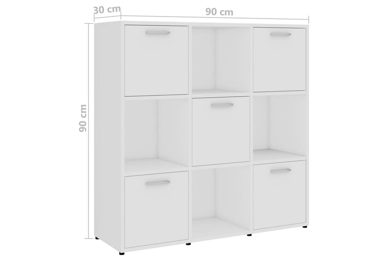Bokhylla vit 90x30x90 cm spånskiva - Vit - Förvaring - Hyllor - Bokhylla