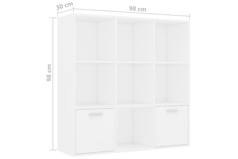 Bokhylla vit 98x30x98 cm spånskiva - Vit - Förvaring - Hyllor - Bokhylla