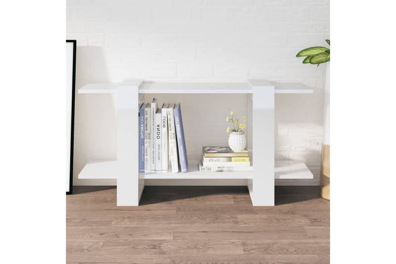 Bokhylla vit högglans 100x30x51 cm konstruerat trä - Vit - Förvaring - Hyllor - Bokhylla