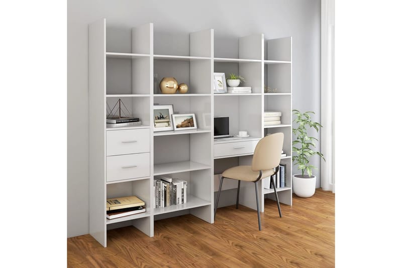 Bokhylla vit högglans 40x35x180 cm spånskiva - Vit - Förvaring - Hyllor - Bokhylla