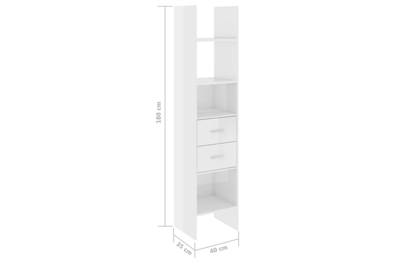 Bokhylla vit högglans 40x35x180 cm spånskiva - Vit - Förvaring - Hyllor - Bokhylla