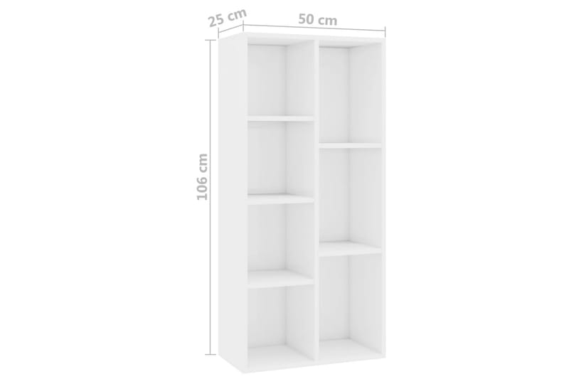 Bokhylla vit högglans 50x25x106 cm spånskiva - Vit - Förvaring - Hyllor - Bokhylla