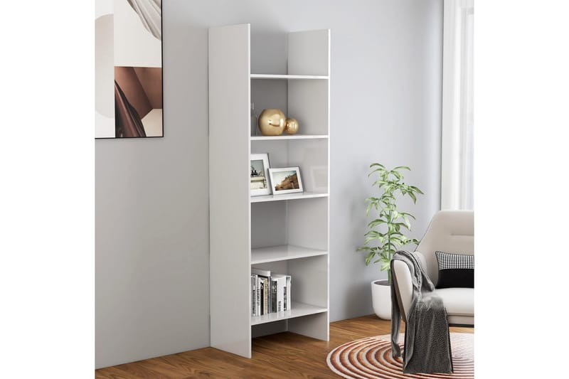 Bokhylla vit högglans 60x35x180 cm spånskiva - Vit - Förvaring - Hyllor - Bokhylla
