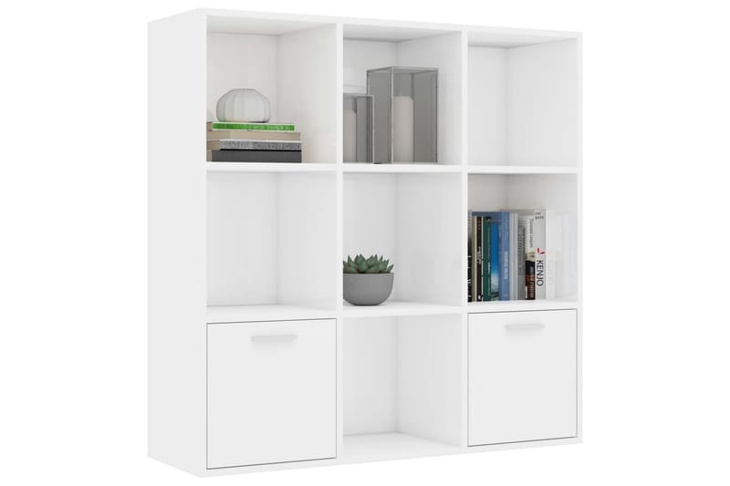 Bokhylla vit högglans 98x30x98 cm spånskiva - Vit - Förvaring - Hyllor - Bokhylla