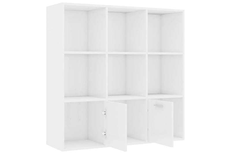 Bokhylla vit högglans 98x30x98 cm spånskiva - Vit - Förvaring - Hyllor - Bokhylla